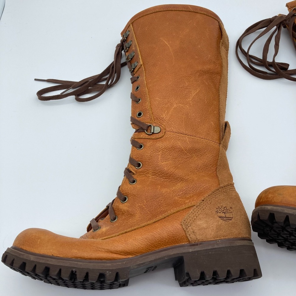 Timberland 15" Tall Brown Leather Riding Boots Waterproof Women's US 7 - Picture 10 of 14
